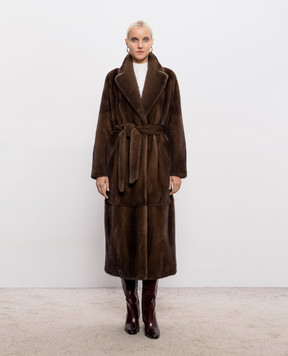 Rindi Brown mink fur coat with a smell 042VS026