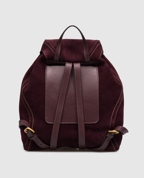 Gianni Chiarini Violette burgundy suede backpack with logo patch ZN12237CMPL