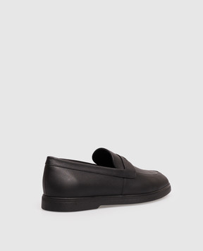Stefano Ricci Black leather loafers with textured logo UC62G2375MR