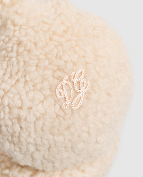 Dolce&Gabbana Children's beige earrings with monogram embroidery LB7A36G7Q3K