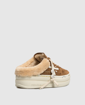 Premiata Micol brown suede mules with fur MICOL7016M