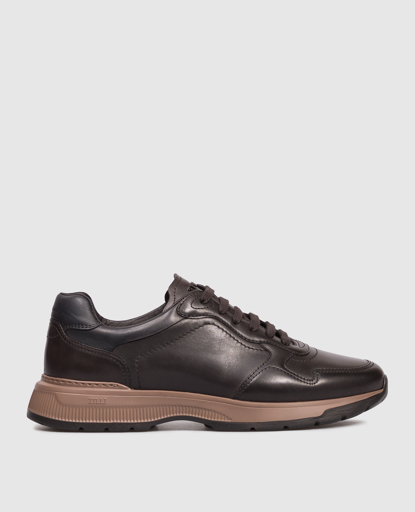 

Brown leather sneakers with logo Zilli
