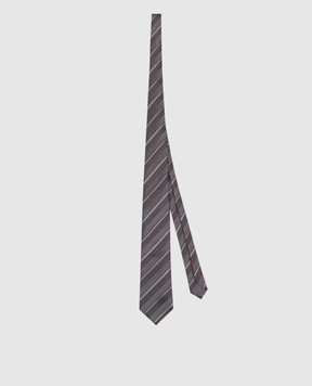 Brunello Cucinelli Gray striped silk tie MR8450018