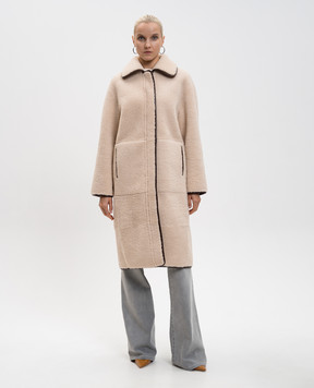 Babe Pay Pls Beige sheepskin coat with contrasting trim 2541CURLY