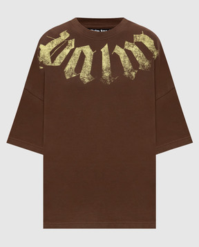 Palm Angels Brown T-shirt with logo print PAMAA003JR001w