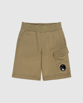 C.P. Company Children's khaki shorts with logo patch CPQ002LCA691014