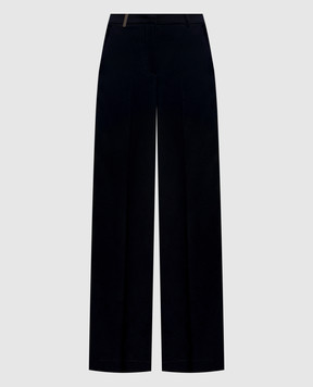 Peserico Navy wool and cashmere pants A0456703358