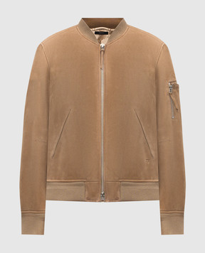 Tom Ford Beige suede bomber jacket LBS087LMS027