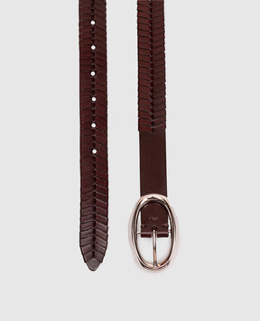 Brunello Cucinelli Brown leather braided belt MAUHJ349
