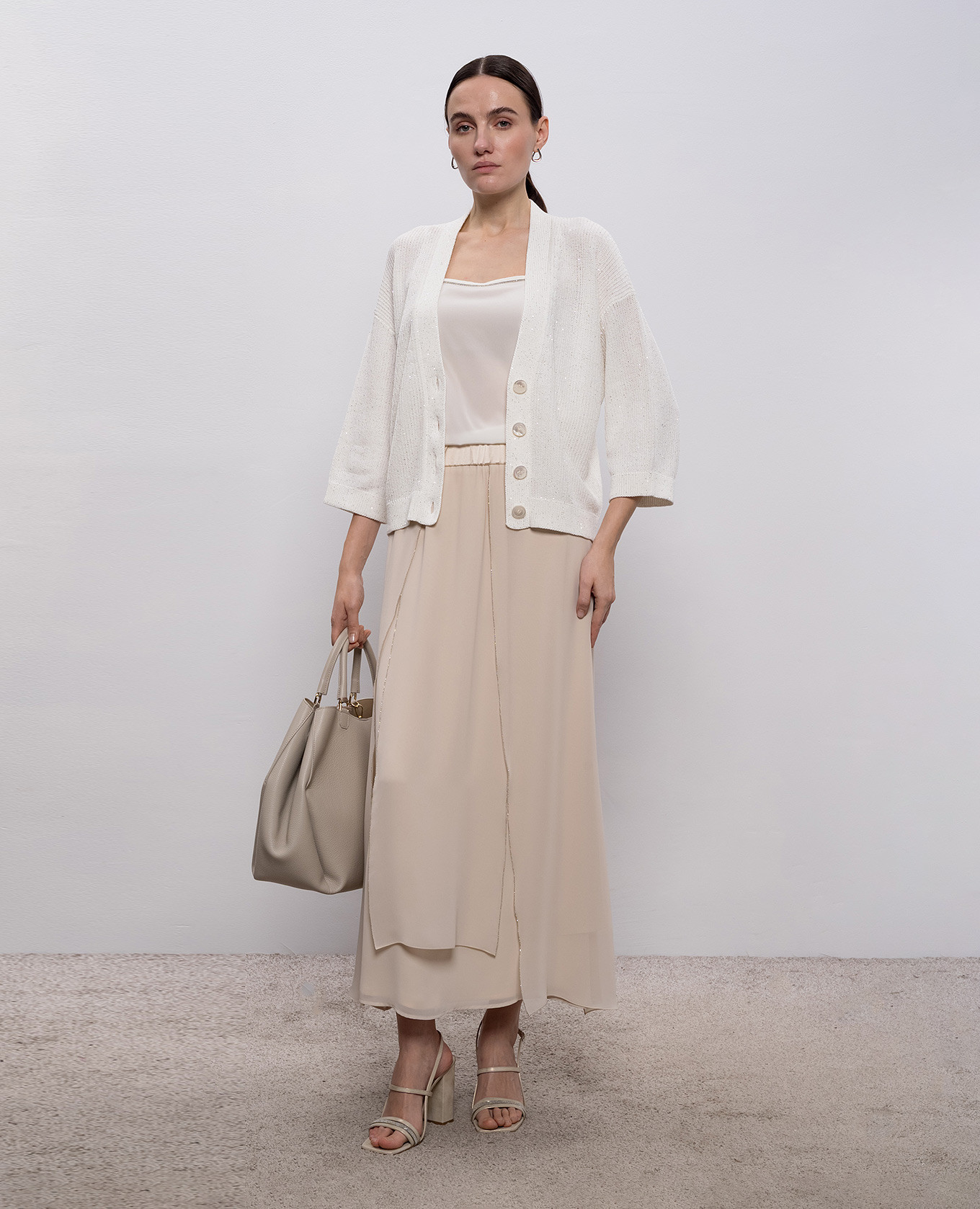 White cardigan with sequins Peserico 2