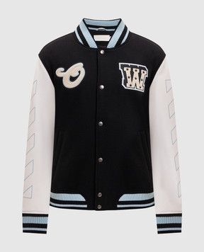 Off-White Black combination bomber jacket with stripes 44XJA122S26L002