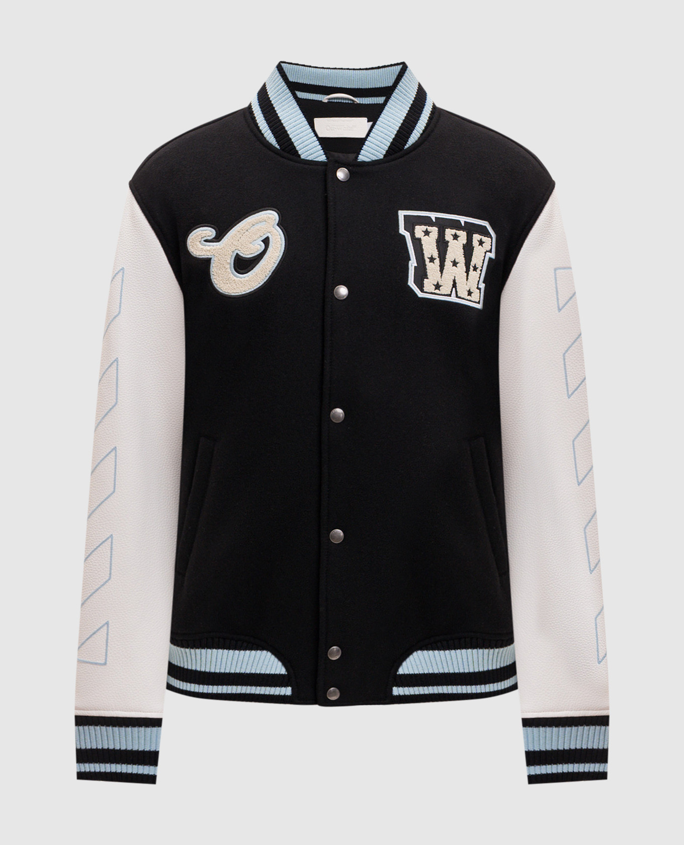 Black combination bomber jacket with stripes