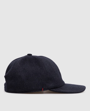ISAIA Blue cashmere cap with embroidered emblem BRT01493561