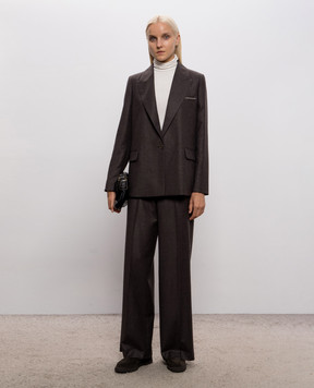 Peserico Brown wool pants with lurex A0406703359