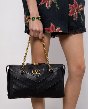 Valentino Panthea black leather bag with Swarovski crystals 8W2B0S70UYF