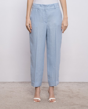 Peserico Blue linen trousers with lapels A04210D02606