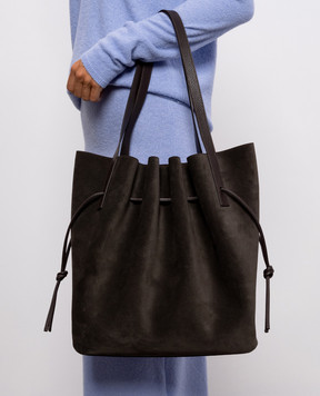 YUZEFI Dark brown suede Scallop tote bag SCALLOPTOTESUEDE