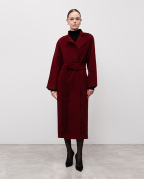 Jacob Lee Burgundy wool and cashmere coat WCC2076AW25NR