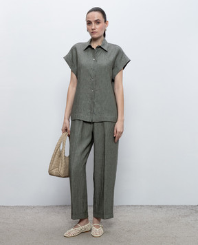 Peserico Khaki linen shirt with lapels S0649802629