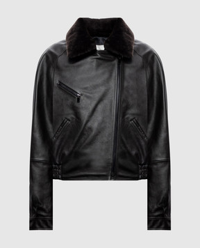Magda Butrym Brown leather jacket with fur LEATHER13JACKET192926