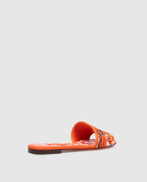Dolce&Gabbana Orange flip-flops with Majolica embroidery CQ0571AV804