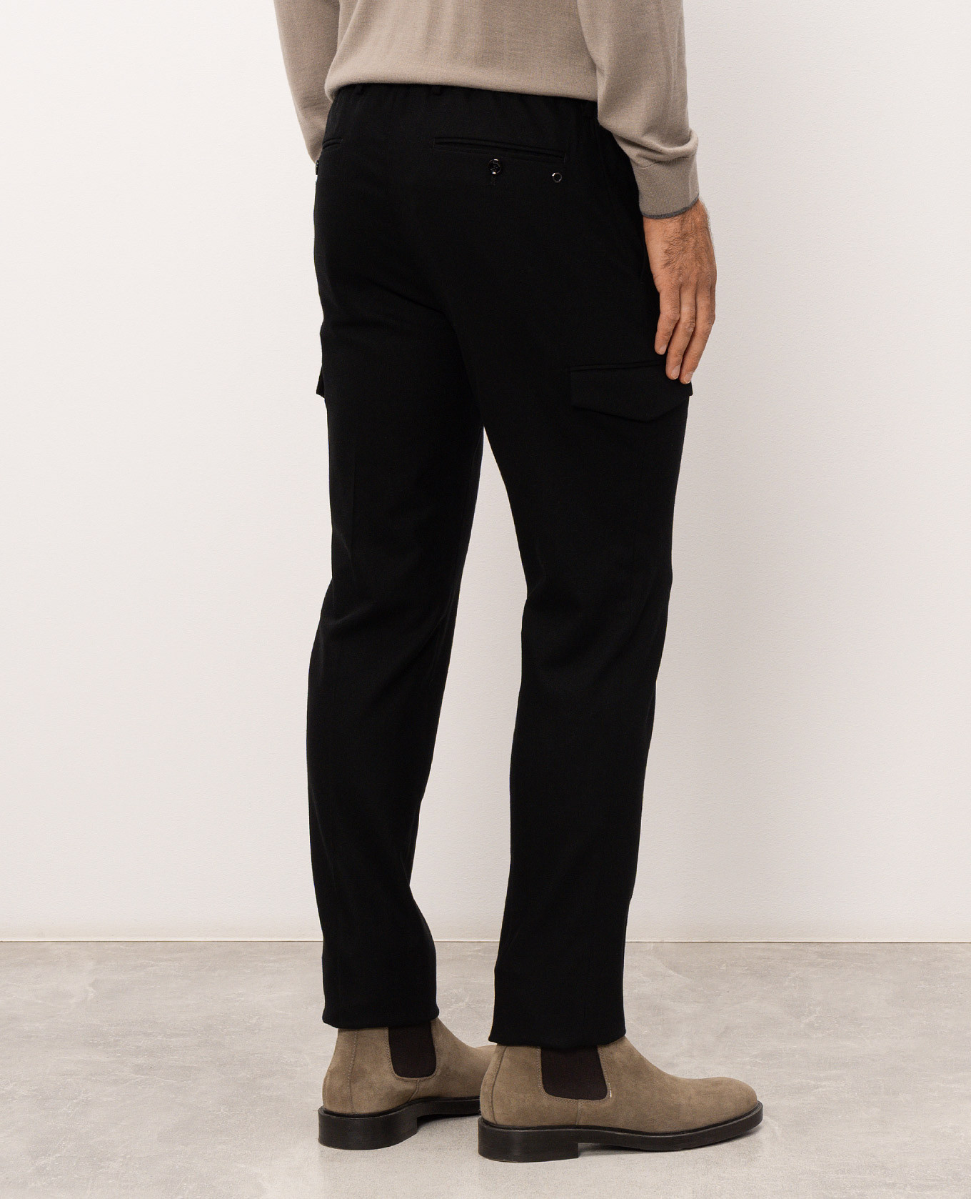 Black wool and cashmere cargo pants Stefano Ricci 4