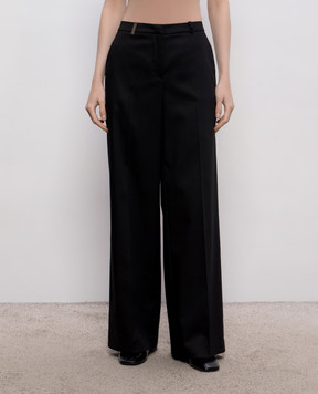 Peserico Black straight-leg pants with patch A0456707932
