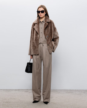 Babe Pay Pls Double-sided brown sheepskin coat 2633MERINO