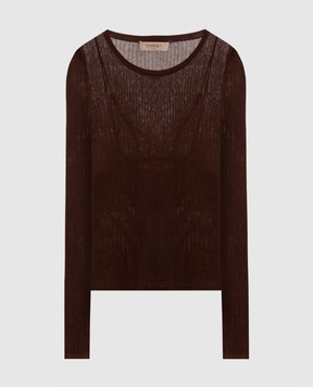 Twinset Brown sweater with double-layered silk 262TP3010