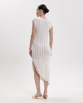 Loulou de Saison Knitted asymmetric dress Malena in ivory color MALENA