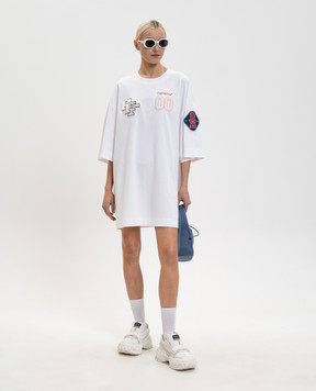 Off-White White T-shirt dress with textured stripes 2DH00AS26JER002