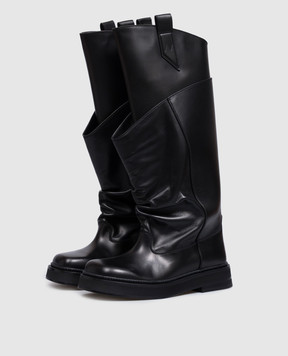 The Attico Robin Passeggiata black leather boots 260WSH00902LBT019AA