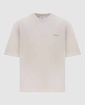 Off-White Beige T-shirt with Arrow Leaves print 2AA124S26JER001