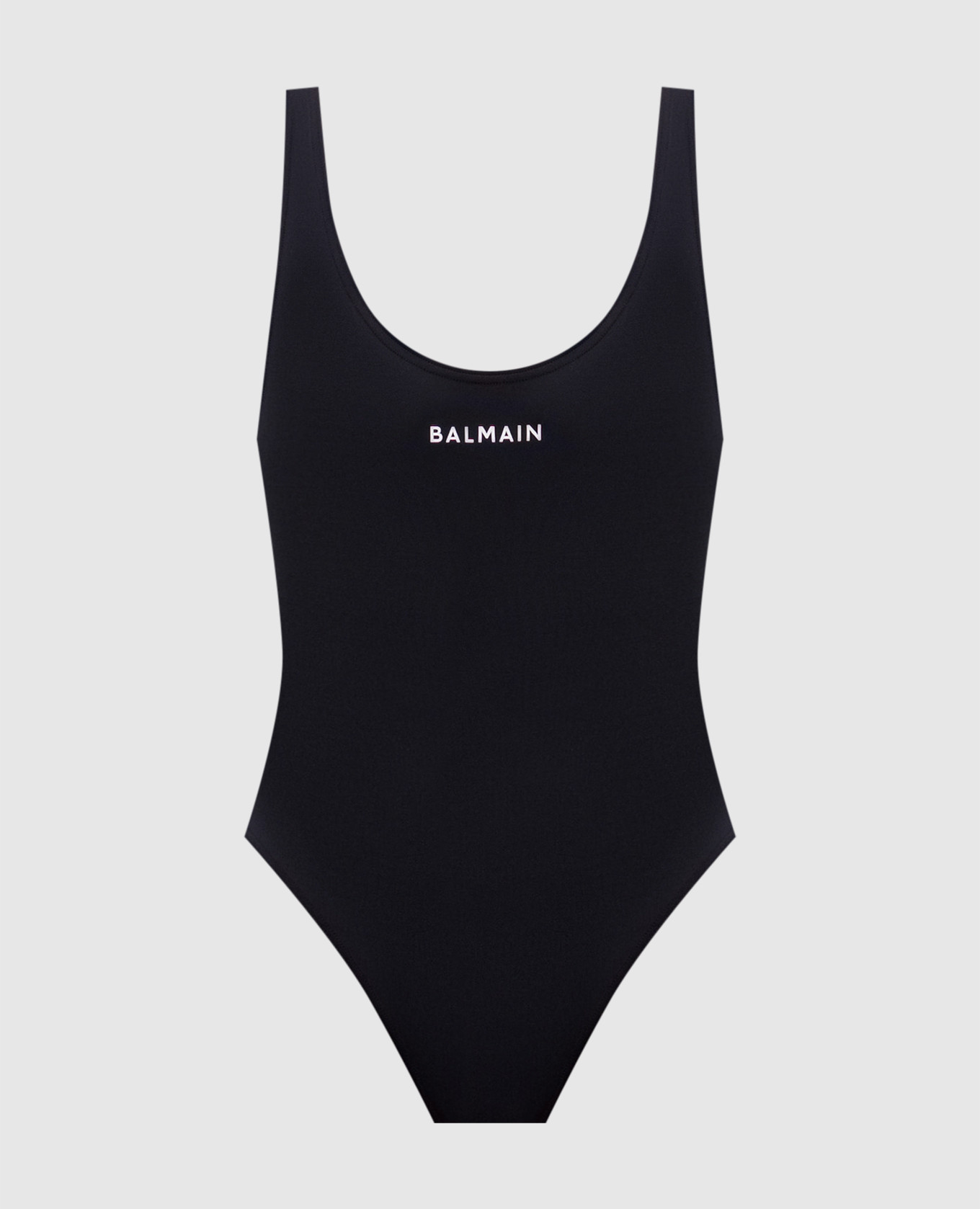 Black swimsuit with logo print