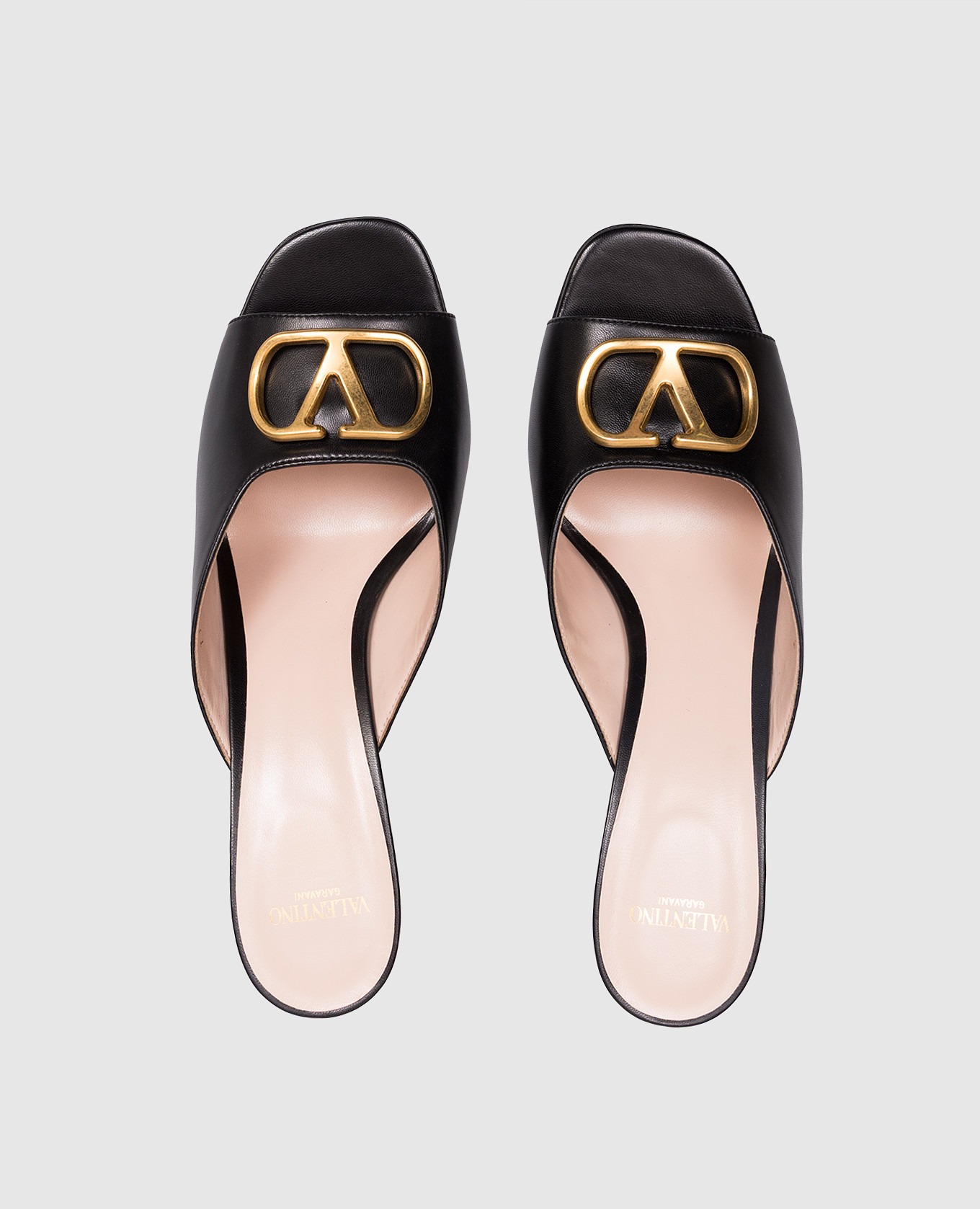 VLogo Signature Black Leather Mules Valentino 4