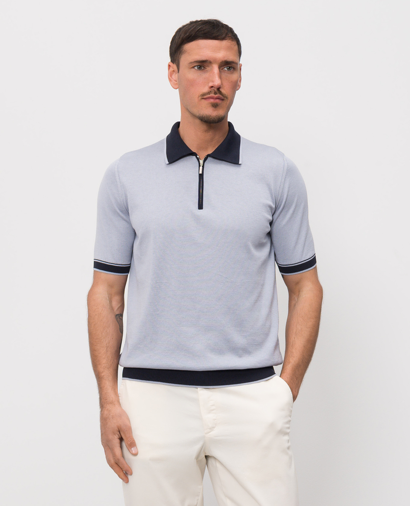 

Gray polo with silk Castangia dal 1850, Grey