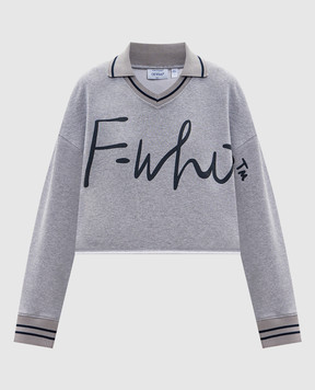 Off-White Grey cropped sweatshirt with logo print 2BA07BS26FLE001