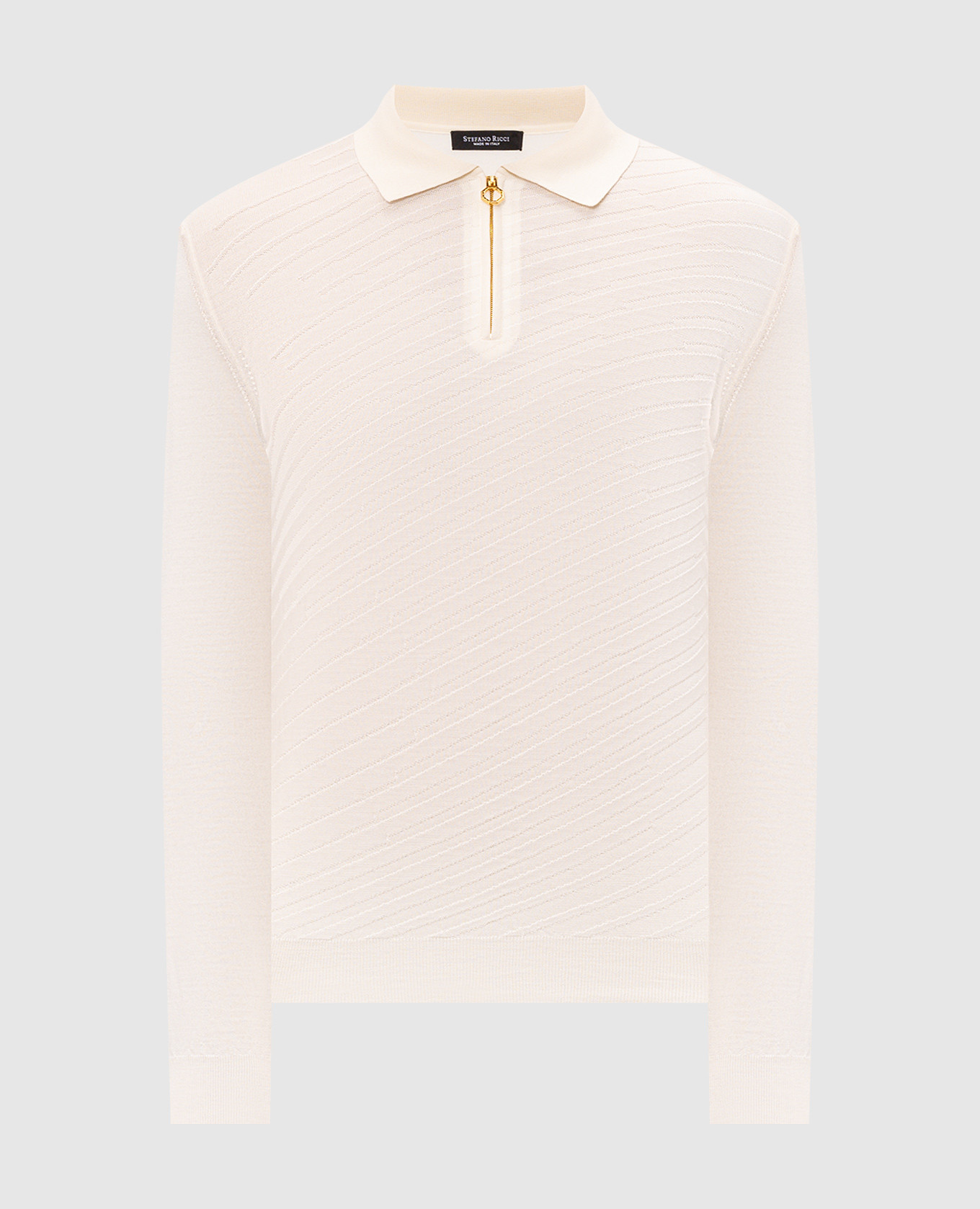 Ivory wool, silk and cashmere polo