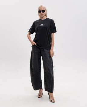 Vetements Black T-shirt with a print of the inscription MH27TR171Bw