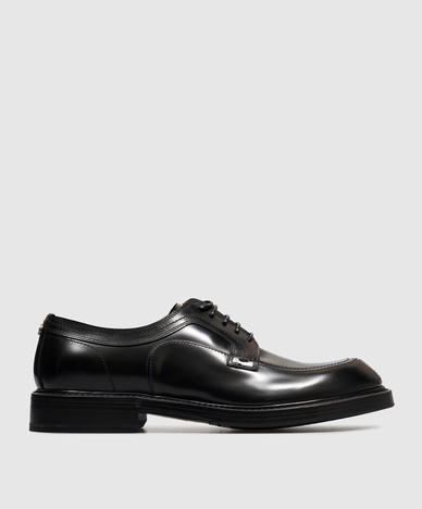 Black leather derby shoes