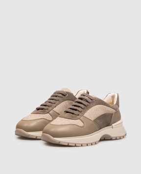 Doucal's Beige combination sneakers DD8828WHINPF800