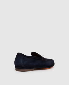Santoni Blue nubuck loafers with gradient effect MCNG19298SI6SEAA