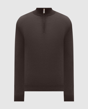 Doriani Cashmere Brown wool, silk and cashmere jumper with zipper 1818179