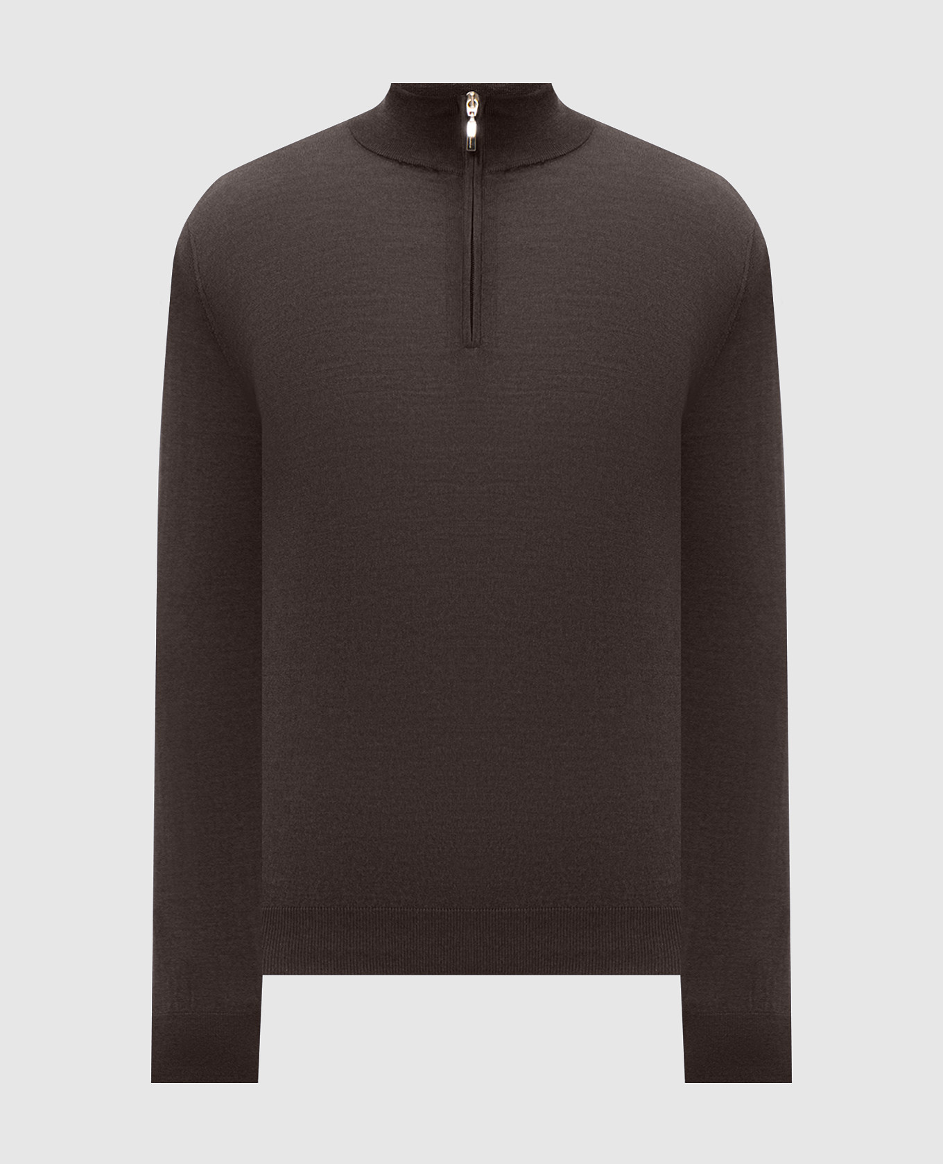 Brown wool, silk and cashmere jumper with zipper