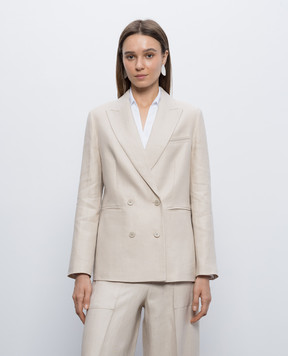 Peserico Beige double-breasted linen jacket A0119902606