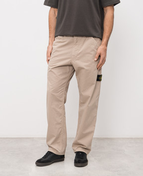 Stone Island Beige pants with a patch L1S153100008S0298