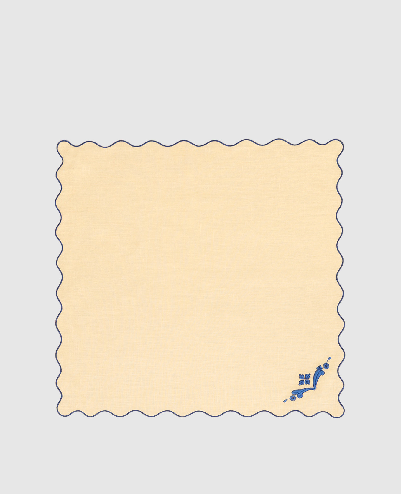 Yellow linen serving napkin with embroidery