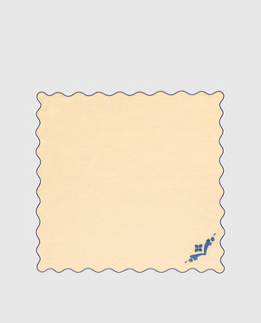 Los Encajeros Yellow linen serving napkin with embroidery NAPKINORIENTE