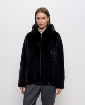 Simonetta Ravizza Black Cambridge mink fur coat F06JA391M5A