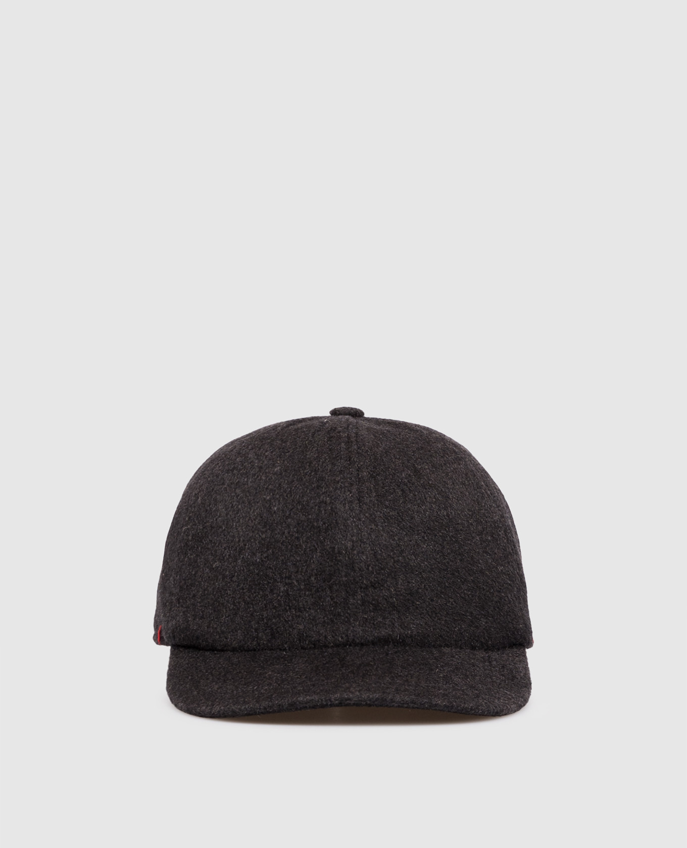 Gray cashmere cap with embroidered emblem